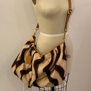 Polo Ralph Lauren tiger zebra print cross body hobo boho bag